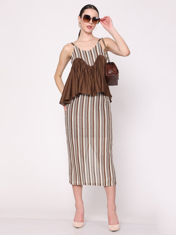 Sunscape Knitted Skirt Cordset 2Pcs (Brown)