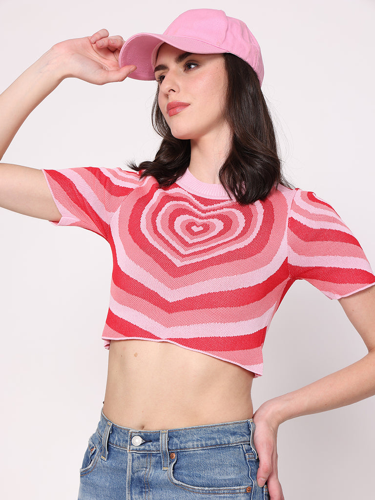 Heart it Out Croptop Tees (Pink)