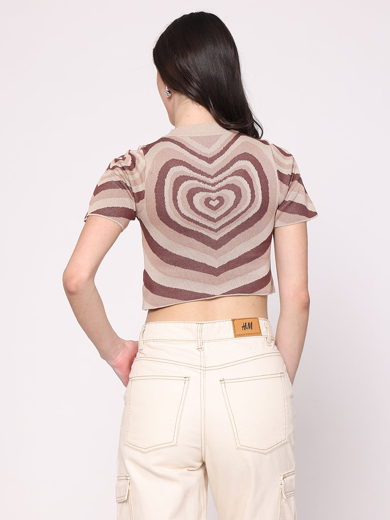 Heart it Out Croptop Tees (Brown)