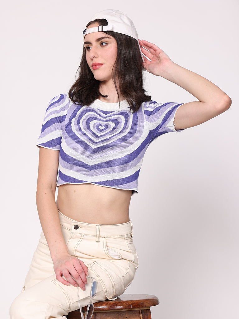 Heart it Out Croptop Tees (Purple)