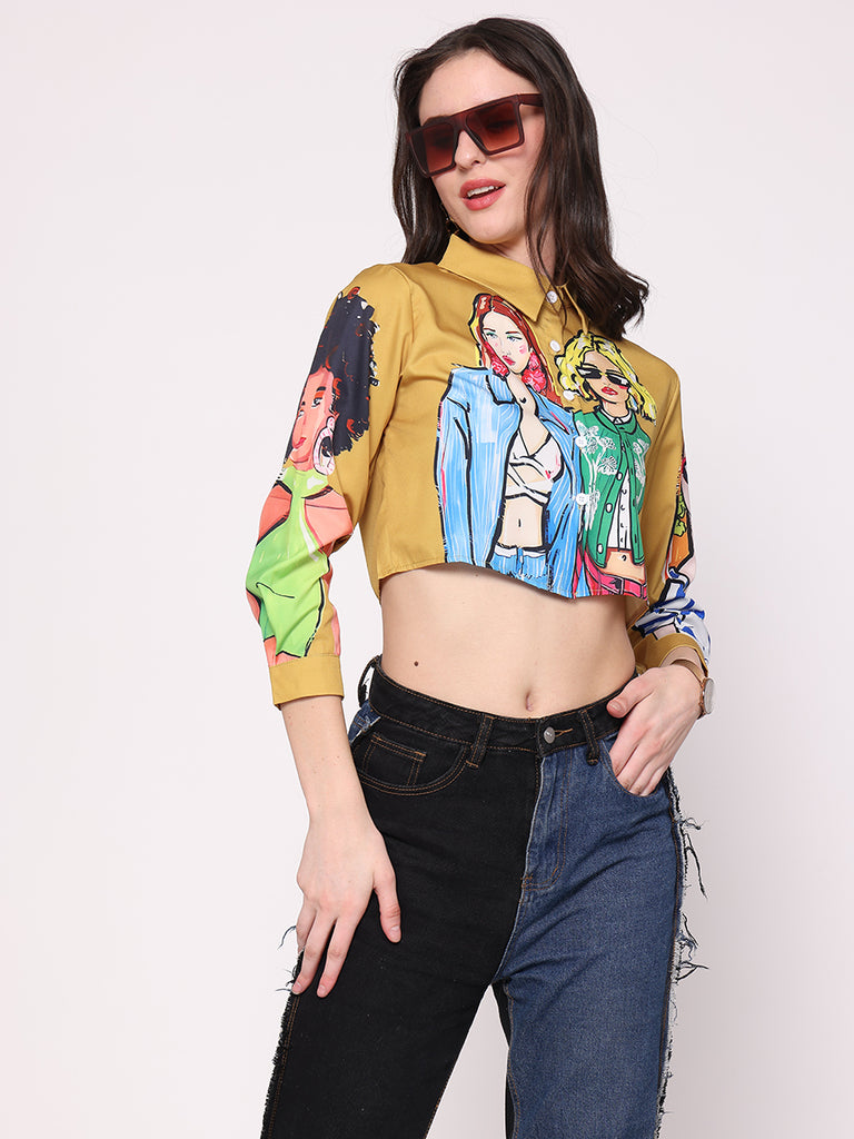 GenZ Animated Crop Shirt (Amber)