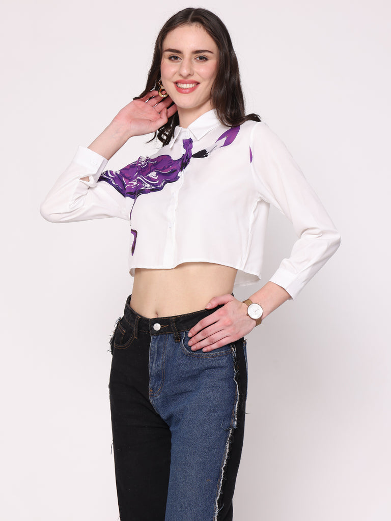 Flamingo Crop Shirt (Purple)