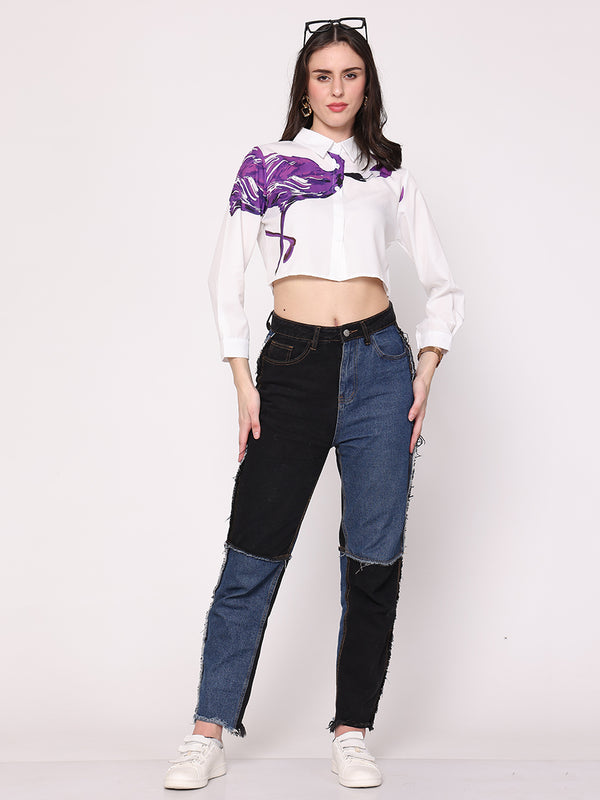 Flamingo Crop Shirt (Purple)