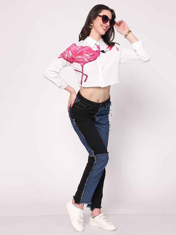 Flamingo Crop Shirt (Hot Pink)