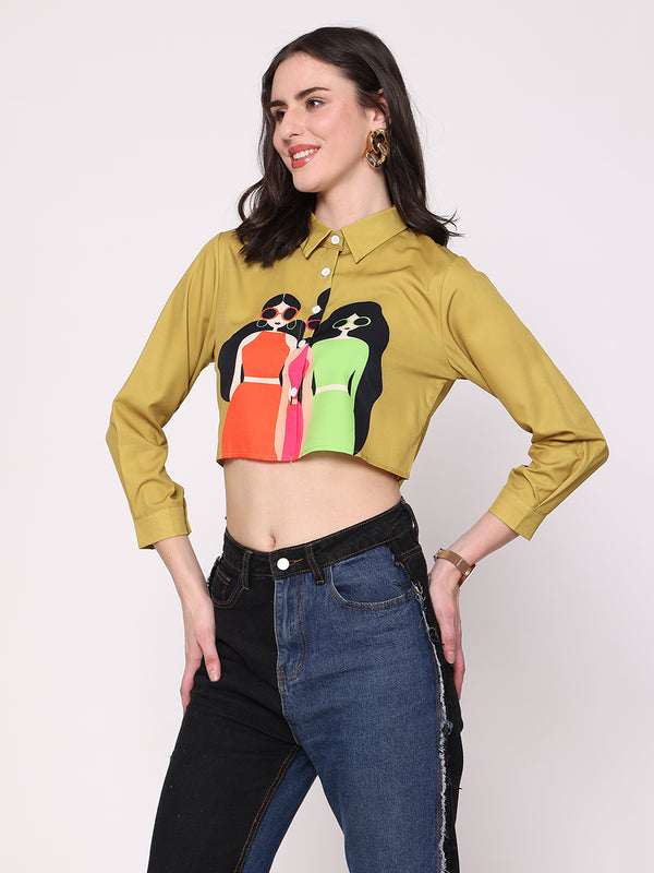 Three Girlie's Crop Shirt (Amber)