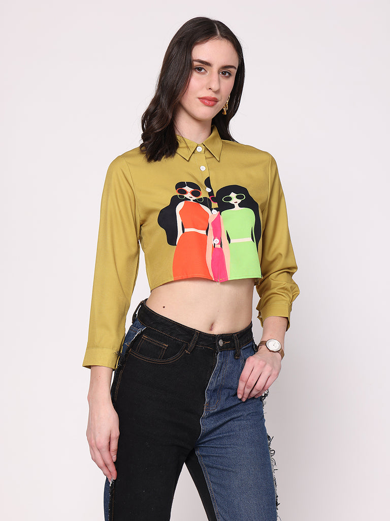 Three Girlie's Crop Shirt (Amber)