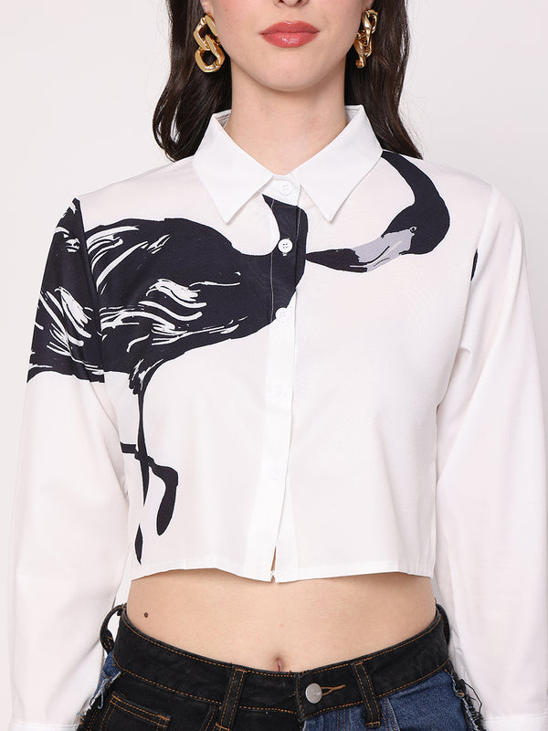 Flamingo Crop Shirt (Black)