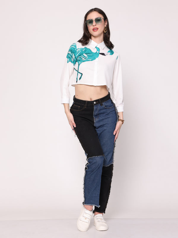 Flamingo Crop Shirt (Green)