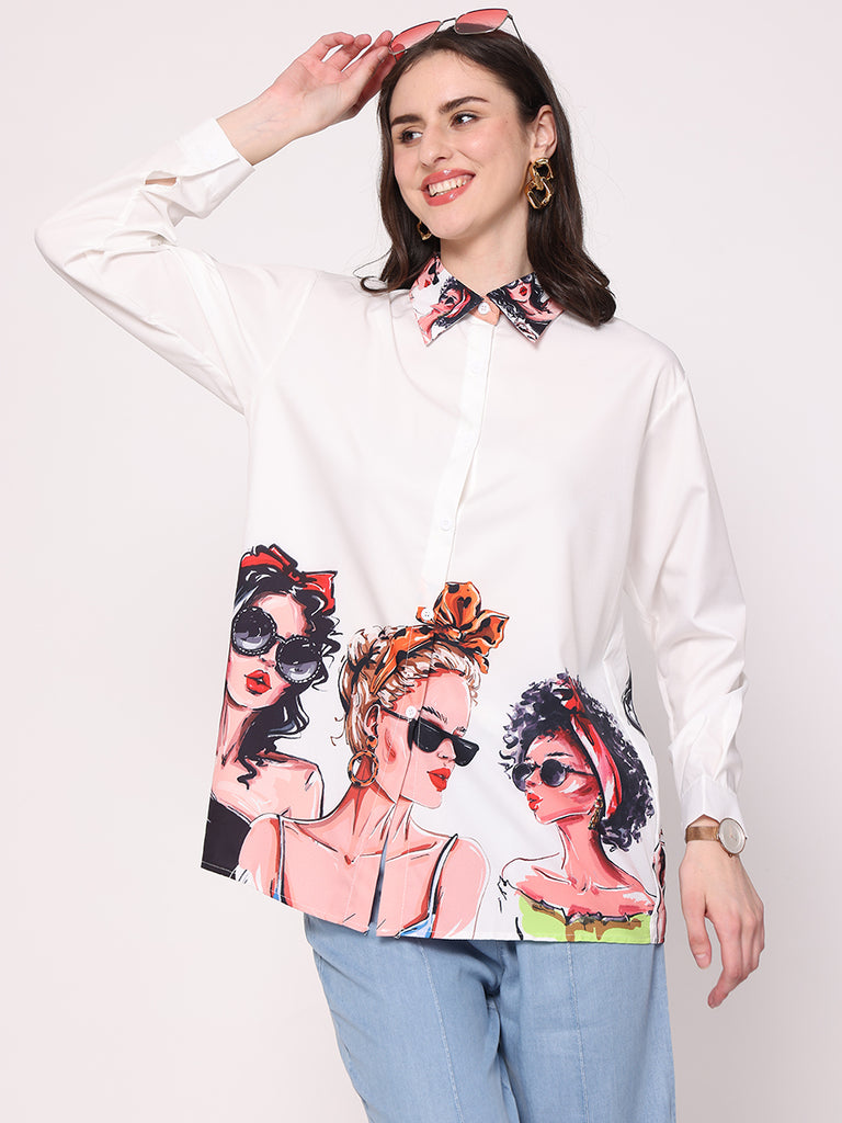 Boss Babe Printed Shirt (White)