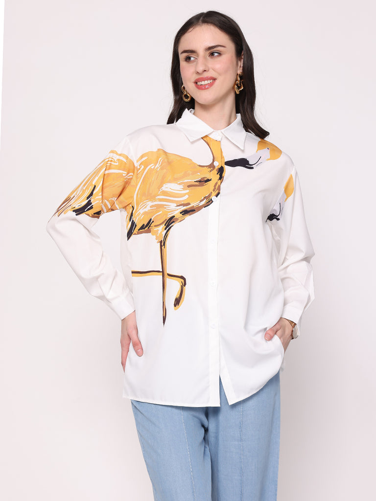 Flamingo Printed Shirt (Yellow)