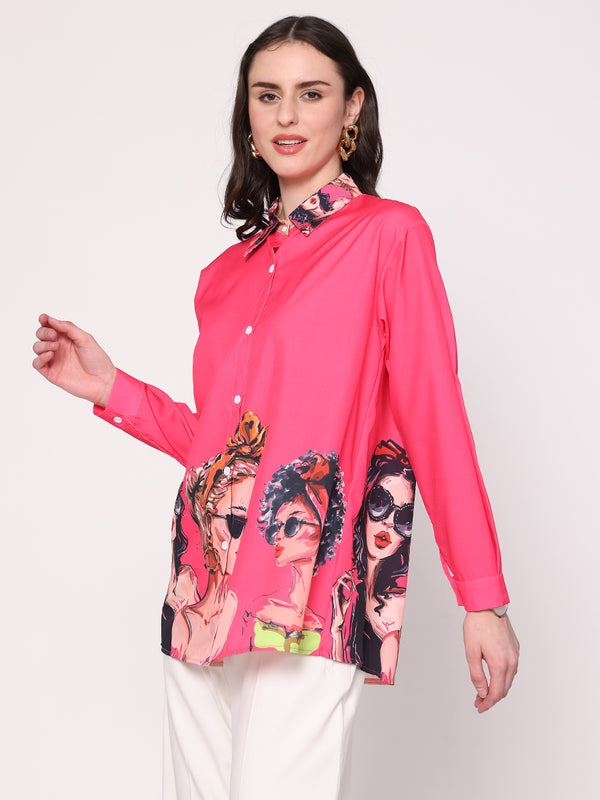 Boss Babe Printed Shirt (Hot Pink)