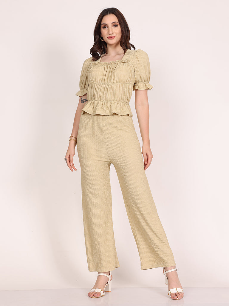 Gloria Plum Pants Cordset 2Pc's (Beige)