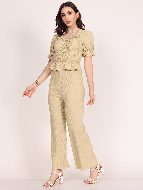 Gloria Plum Pants Cordset 2Pc's (Beige)