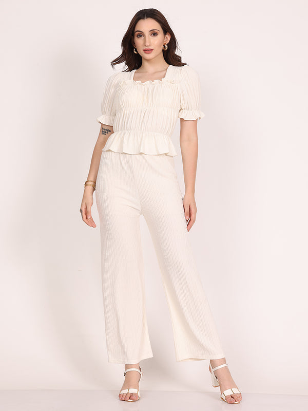 Gloria Plum Pants Cordset 2Pc's (White)