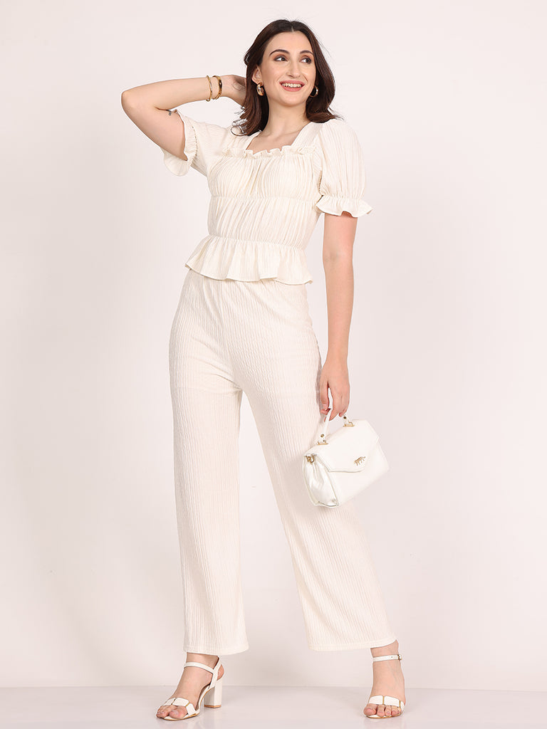 Gloria Plum Pants Cordset 2Pc's (White)