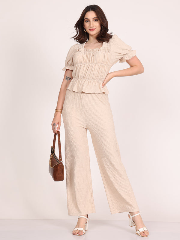 Gloria Plum Pants Cordset 2Pc's (Cream)