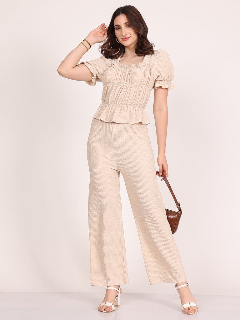 Gloria Plum Pants Cordset 2Pc's (Cream)