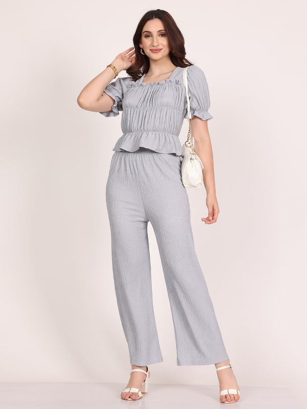 Gloria Plum Pants Cordset 2Pc's (Grey)