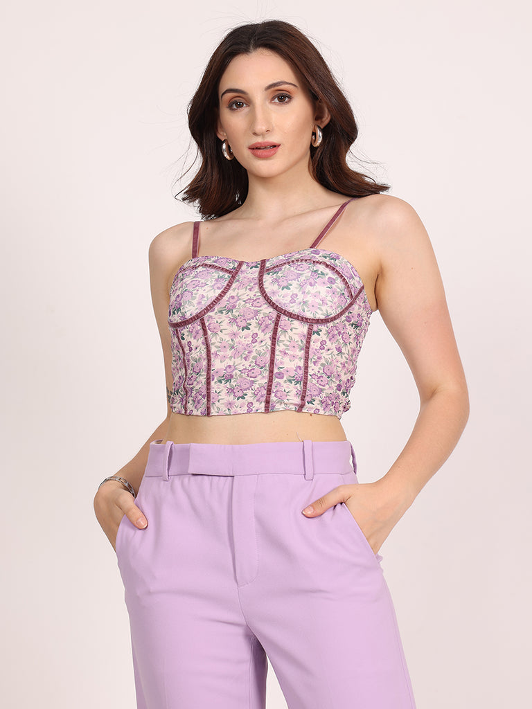 Blossoms Corset CropTop (Lavender)