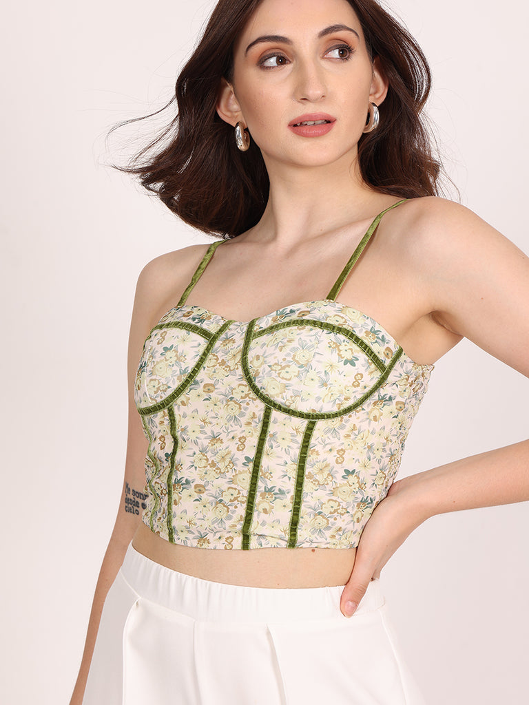 Blossoms Corset CropTop (Minty Green)