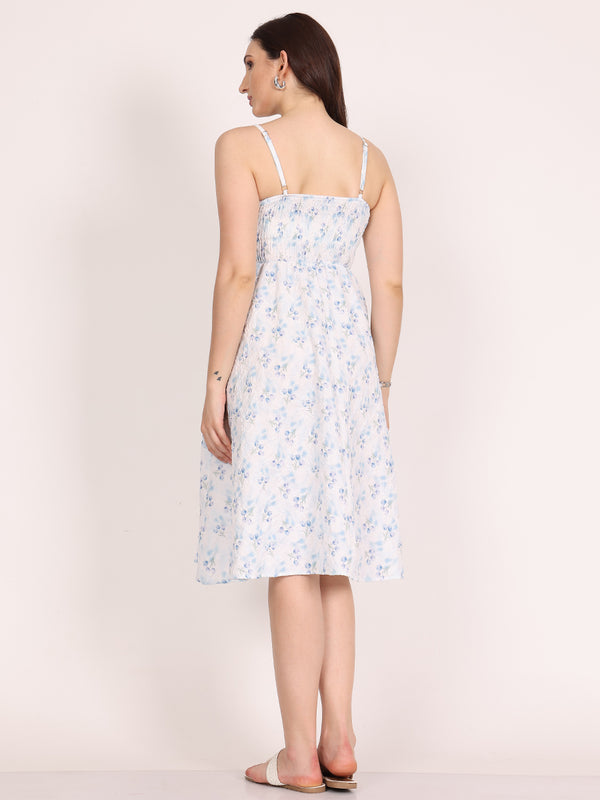 Blue Floral Brunch TexPrint Dress