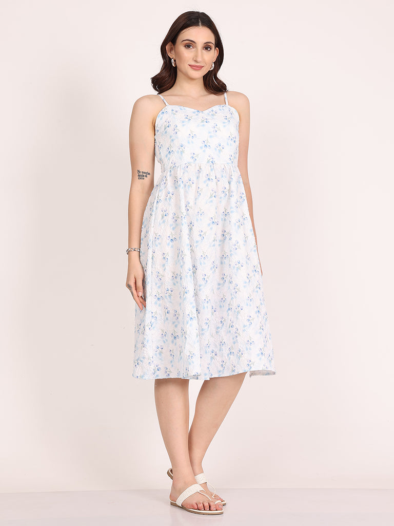 Blue Floral Brunch TexPrint Dress