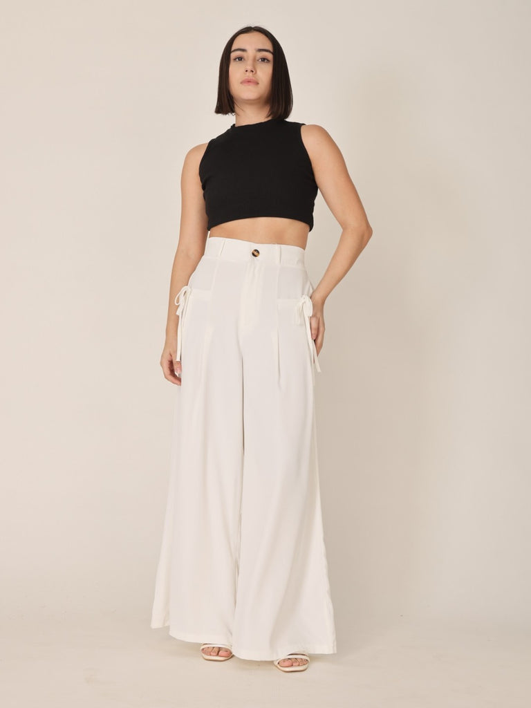 Relaxed Fit Wide-Leg Bow Tie