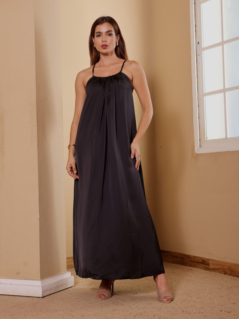 Velour Tie Back Satin Dress