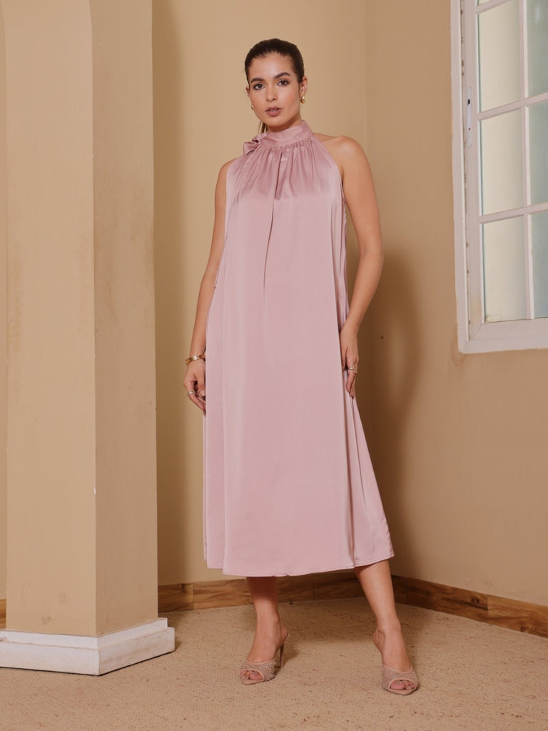 Kyla Satin Midi Tieup Dress