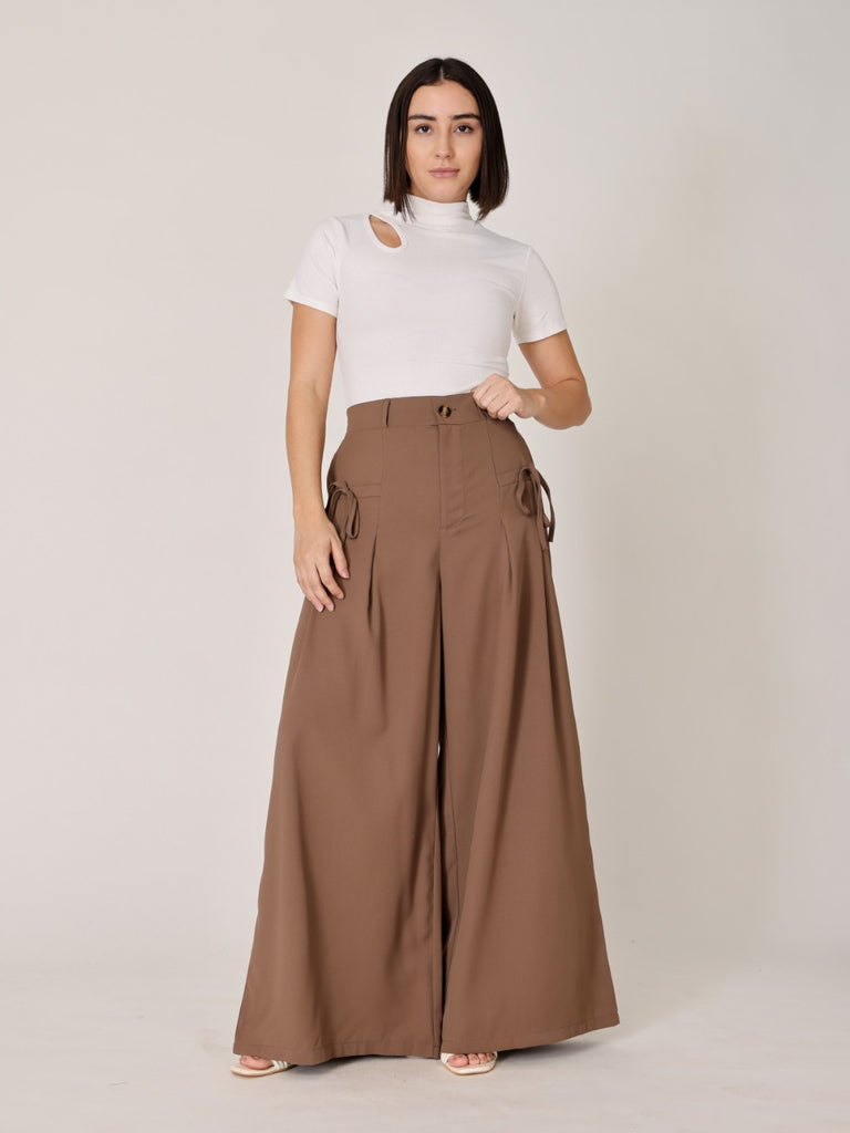 Relaxed Fit Wide-Leg Bow Tie