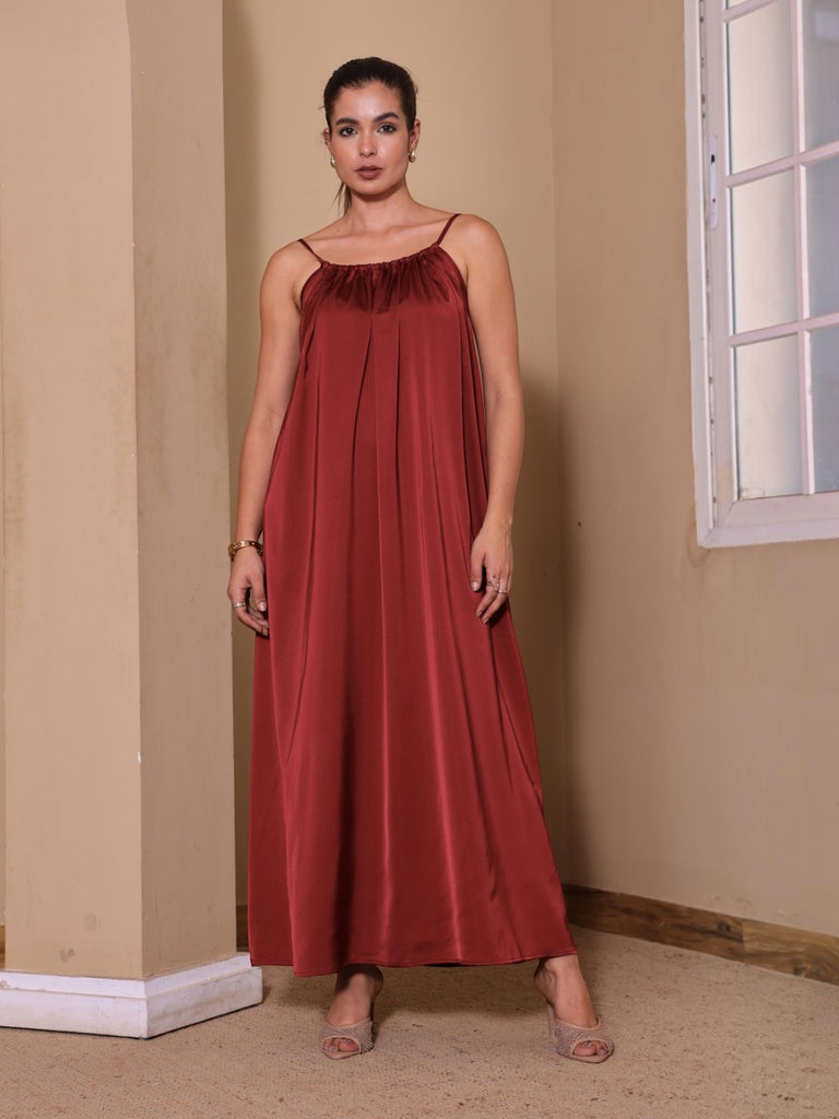 Velour Tie Back Satin Dress