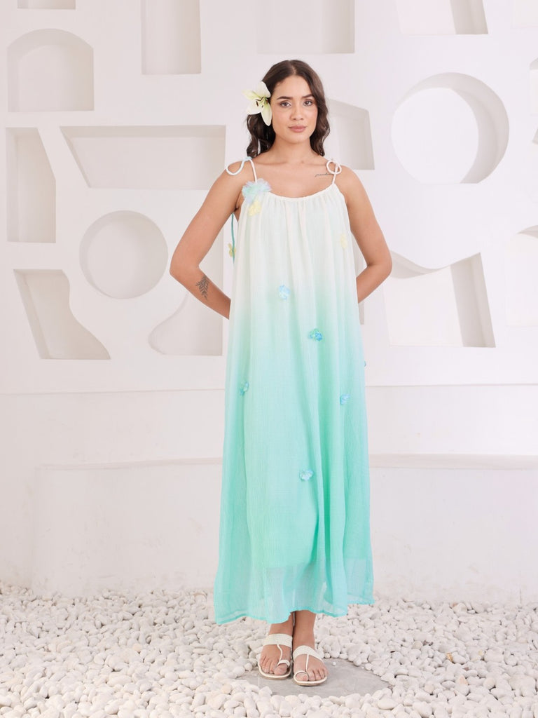 Flower On Ombre Summer Dress
