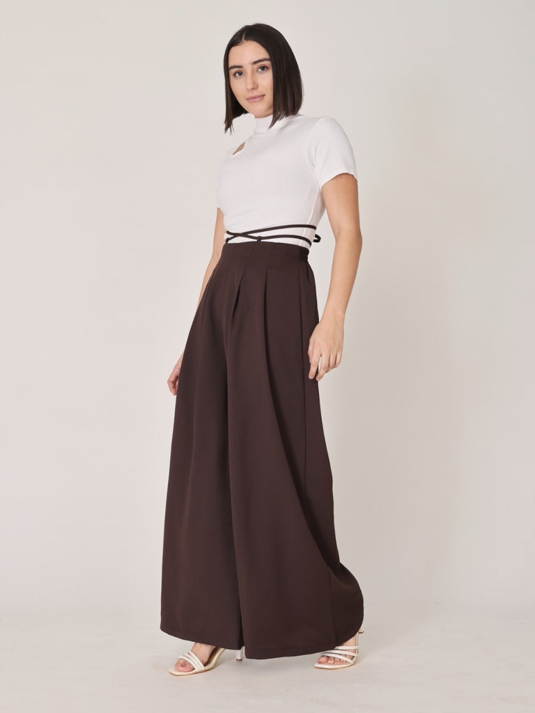 Waist Tie-Up Wide Leg Trouser