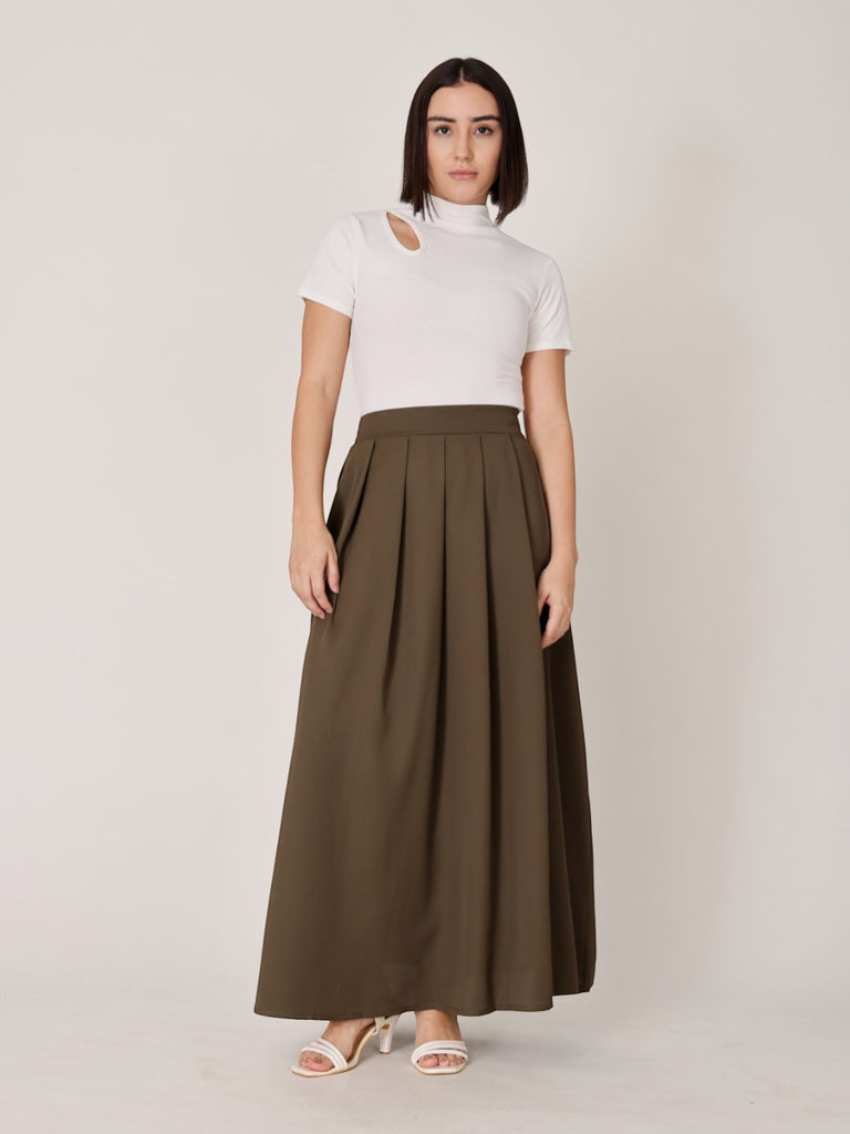 Long Pleat Maxi Aline Skirt