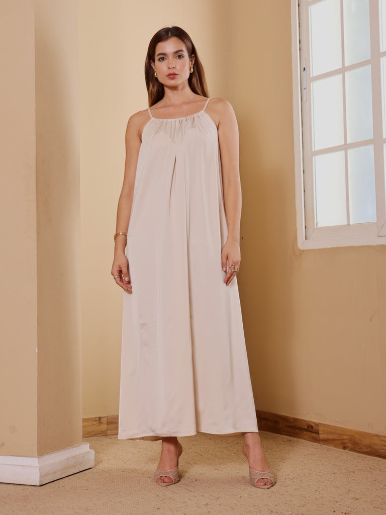 Velour Tie Back Satin Dress
