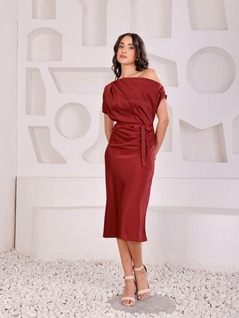 Donna Tie-Up Waist Midi Dress