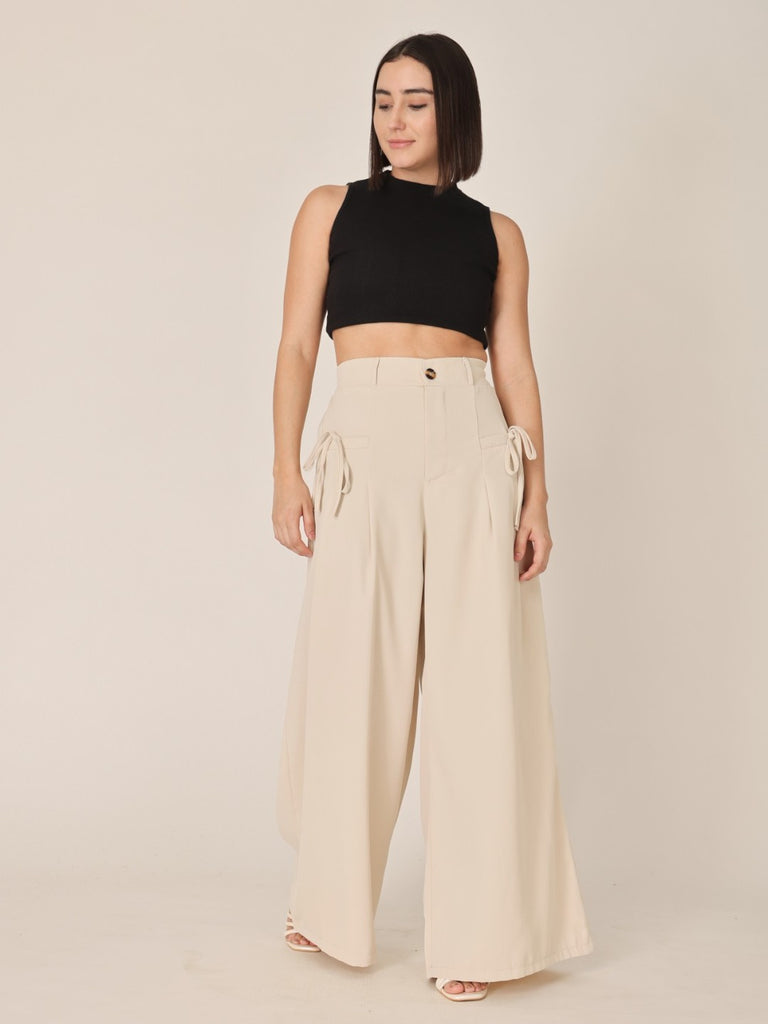 Relaxed Fit Wide-Leg Bow Tie