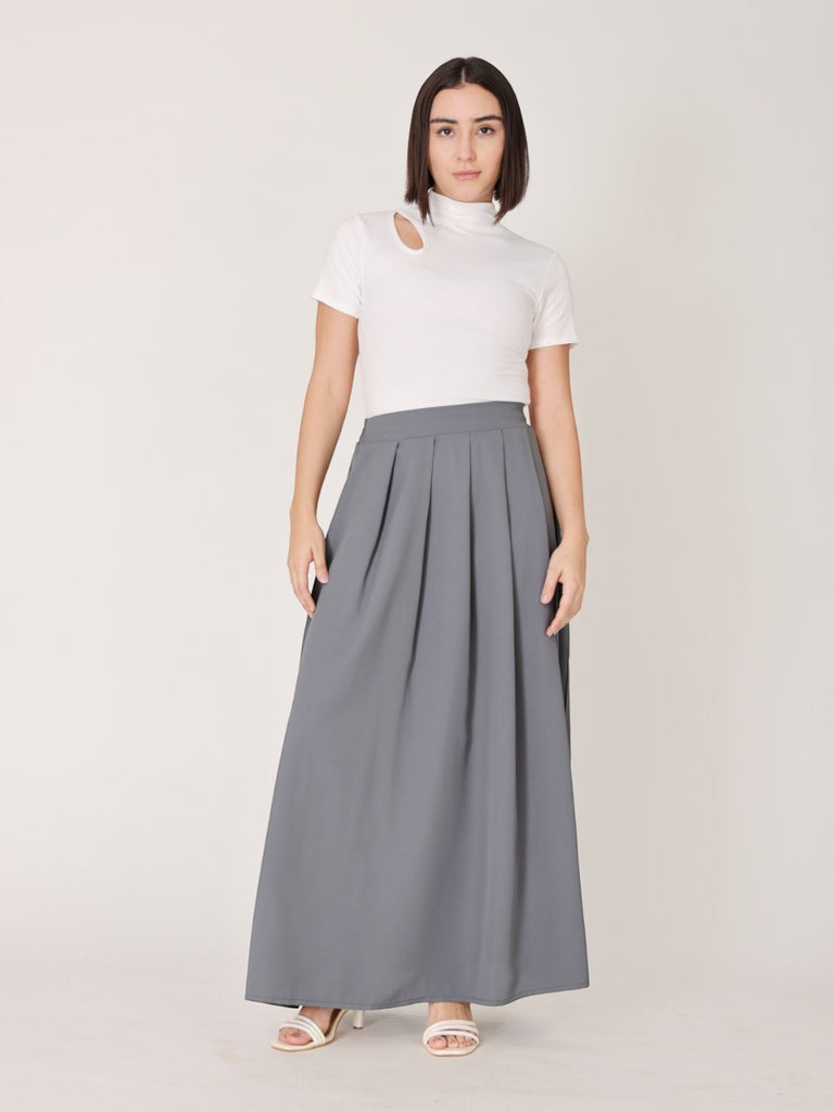 Long Pleat Maxi Aline Skirt