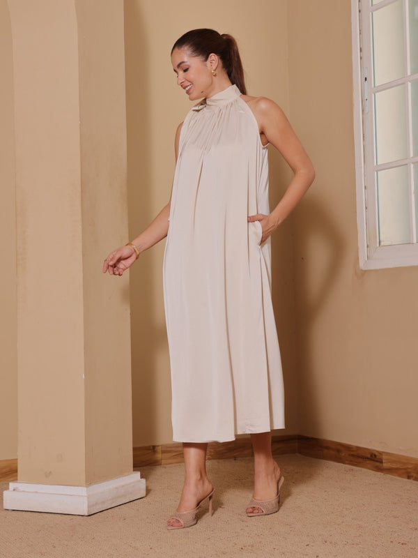 Kyla Satin Midi Tieup Dress