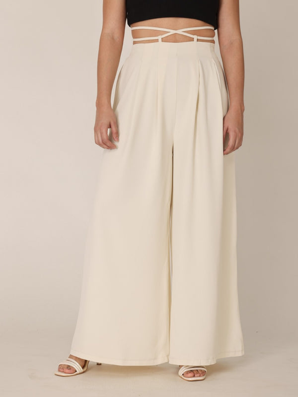 Waist Tie-Up Wide Leg Trouser