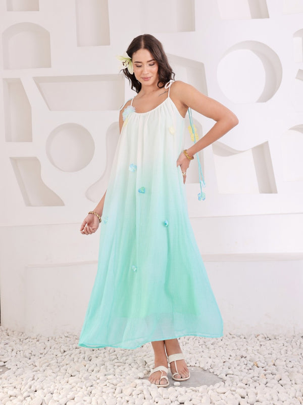 Flower On Ombre Summer Dress