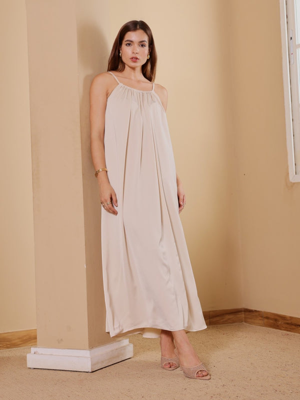 Velour Tie Back Satin Dress