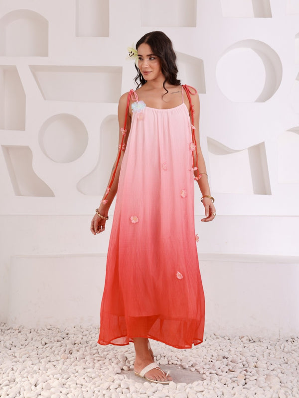 Flower On Ombre Summer Dress