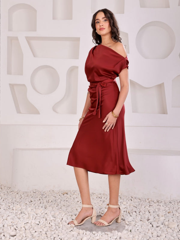 Donna Tie-Up Waist Midi Dress