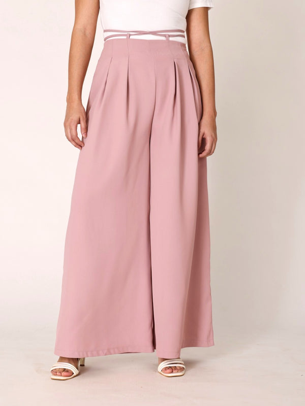 Waist Tie-Up Wide Leg Trouser