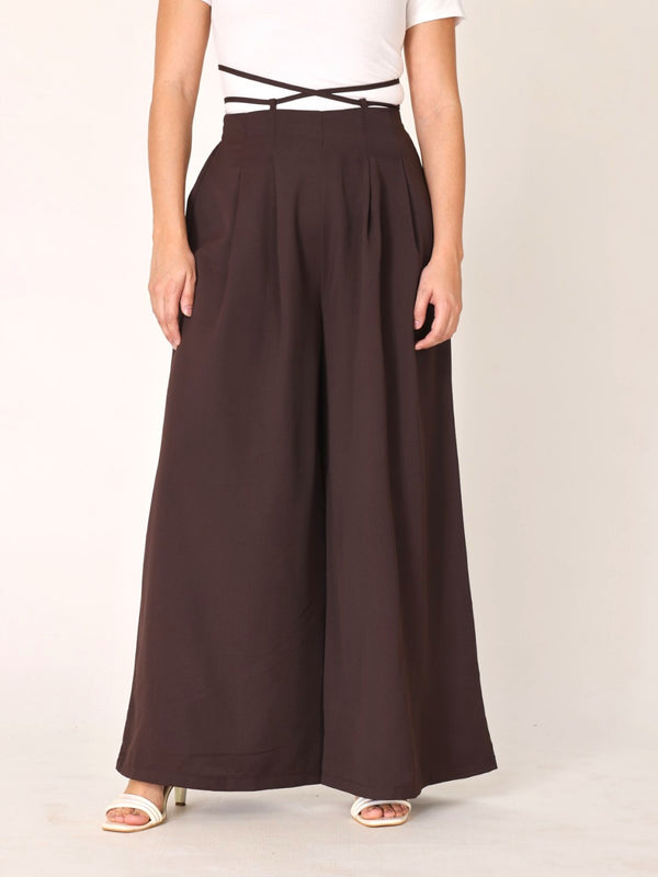 Waist Tie-Up Wide Leg Trouser