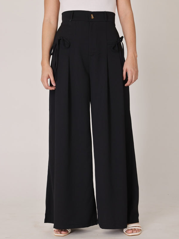 Relaxed Fit Wide-Leg Bow Tie