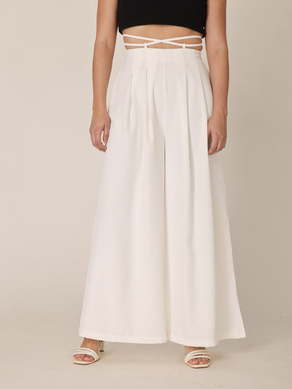 Waist Tie-Up Wide Leg Trouser