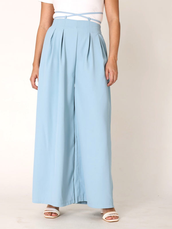 Waist Tie-Up Wide Leg Trouser