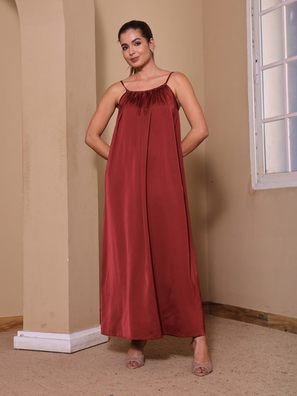 Velour Tie Back Satin Dress